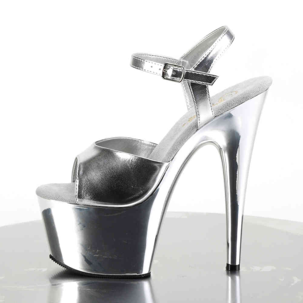 Pleaser - ADORE709 Ankle strap sandal, Pole dance shoes - Pole dance shoes - Silver coloured
